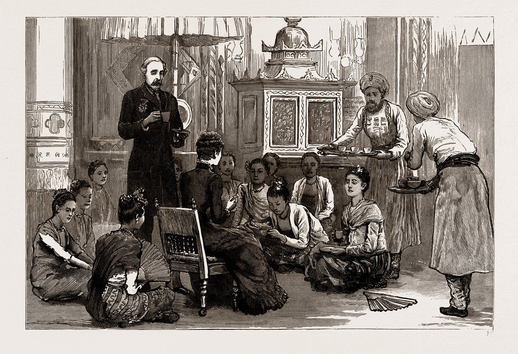 Detail of With Lord Dufferin In Burma: Lady Dufferin Receives The Burmese Ladies At Afternoon Tea In The Palace, Mandalay, 1886 by Anonymous