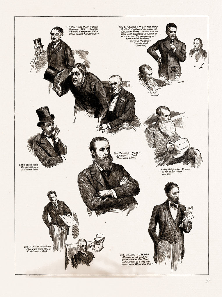 Detail of The Home Rule Debate: Notes In The House Of Commons, London, UK, 1886 by Anonymous