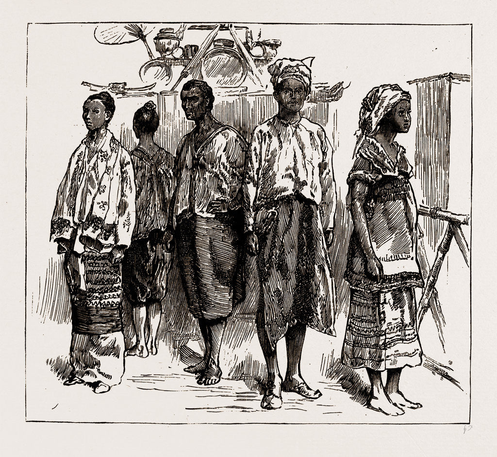Detail of The Indian Section Of The Colonial And Indian Exhibition: Group Of Burmans, 1886 by Anonymous