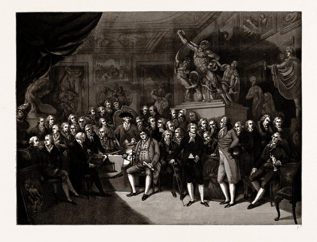 Detail of The Royal Academicians Assembled In The Council Room, Somerset House, 1793, Sir Benjamin West. President, Uk by Anonymous