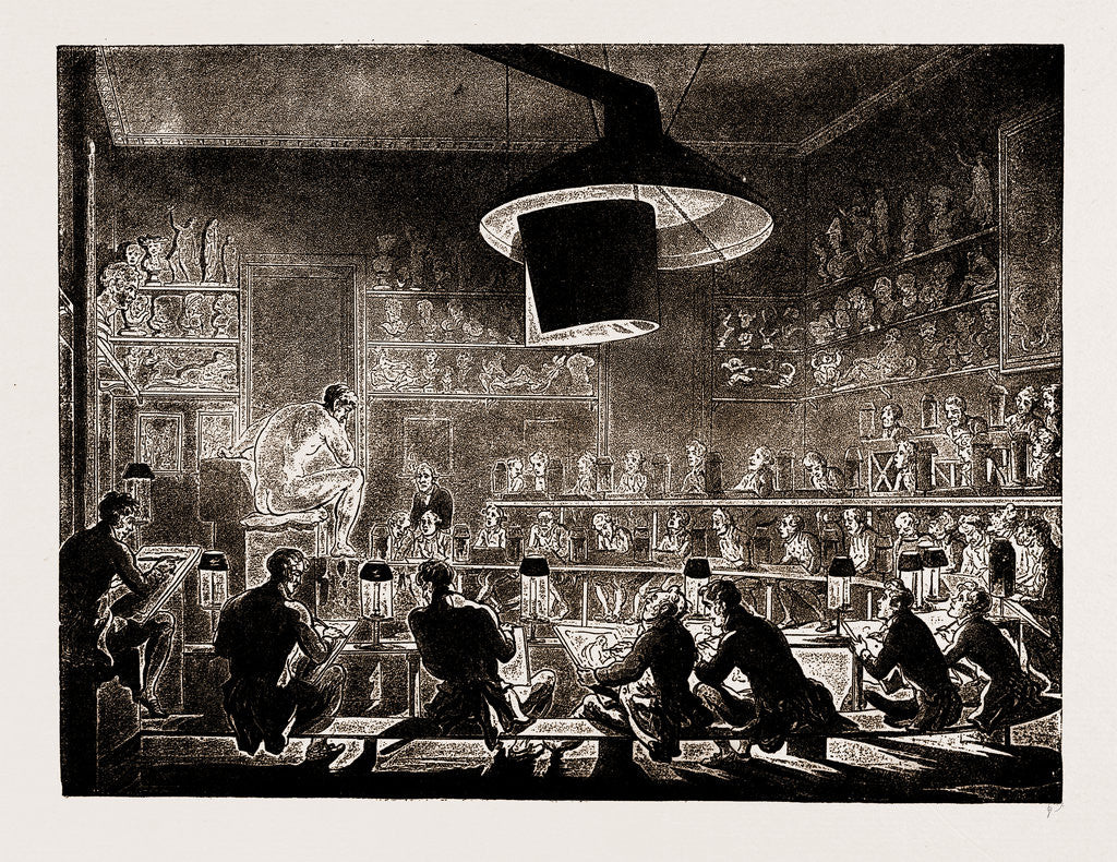 Detail of The Life School Of The Academy, Somerset House, UK, 1886, T. Rowlandson And Pugin by Anonymous
