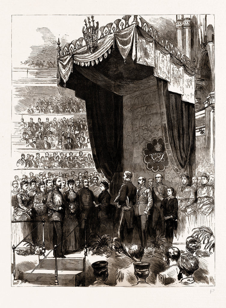 Detail of The Opening Of The Colonial And Indian Exhibition By The Queen: Her Majesty Reading The Reply To The Prince Of Wales's Address In The Albert Hall, UK, 1886 by Anonymous