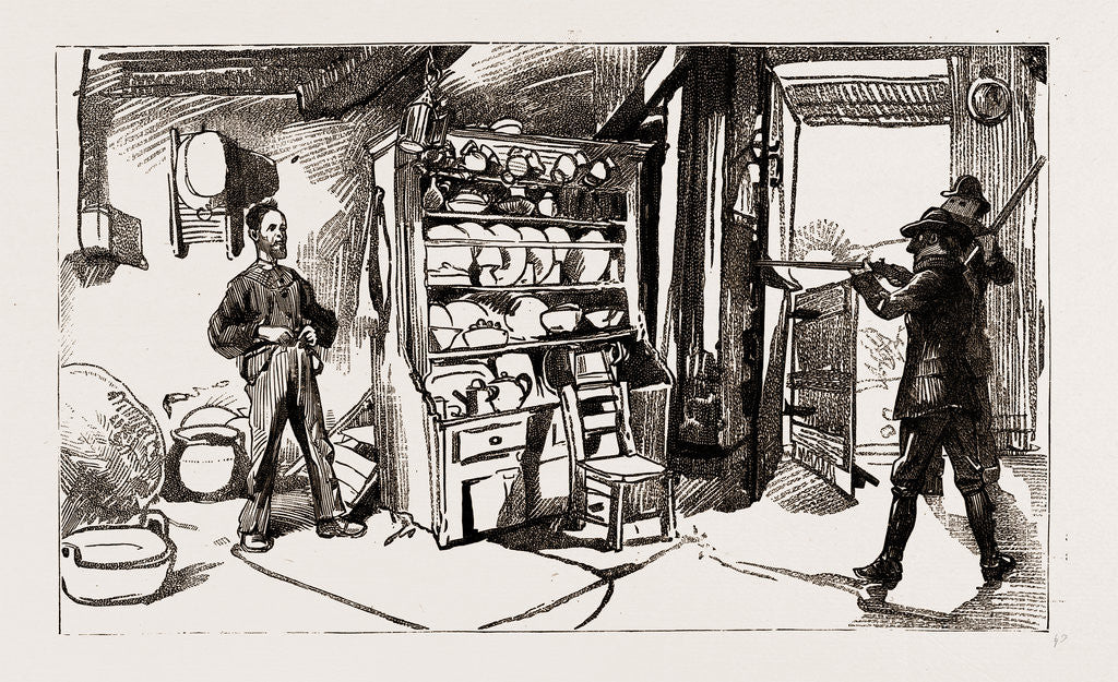Detail of Boycotting In Ireland: Moonlighters Demanding Arms In Pope's Cabin, County Kerry, 1886 by Anonymous