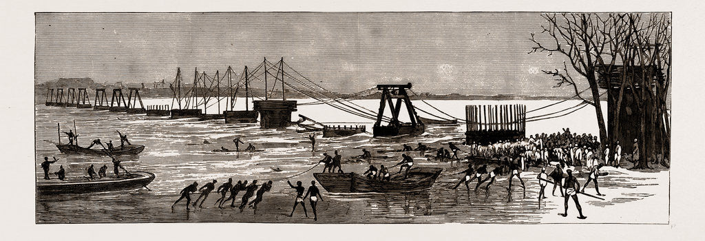 Detail of Our Indian Frontier Railways: New Bridge Over The Jhelum At Chah Nizam, Punjaub, 1886 by Anonymous