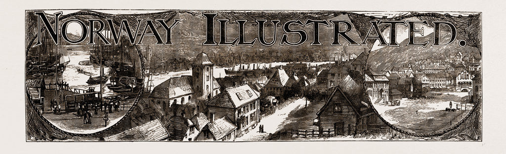 Detail of The Fish Market And A Street In Bergen, General View Of Bergen, Norway, 1886 by Anonymous