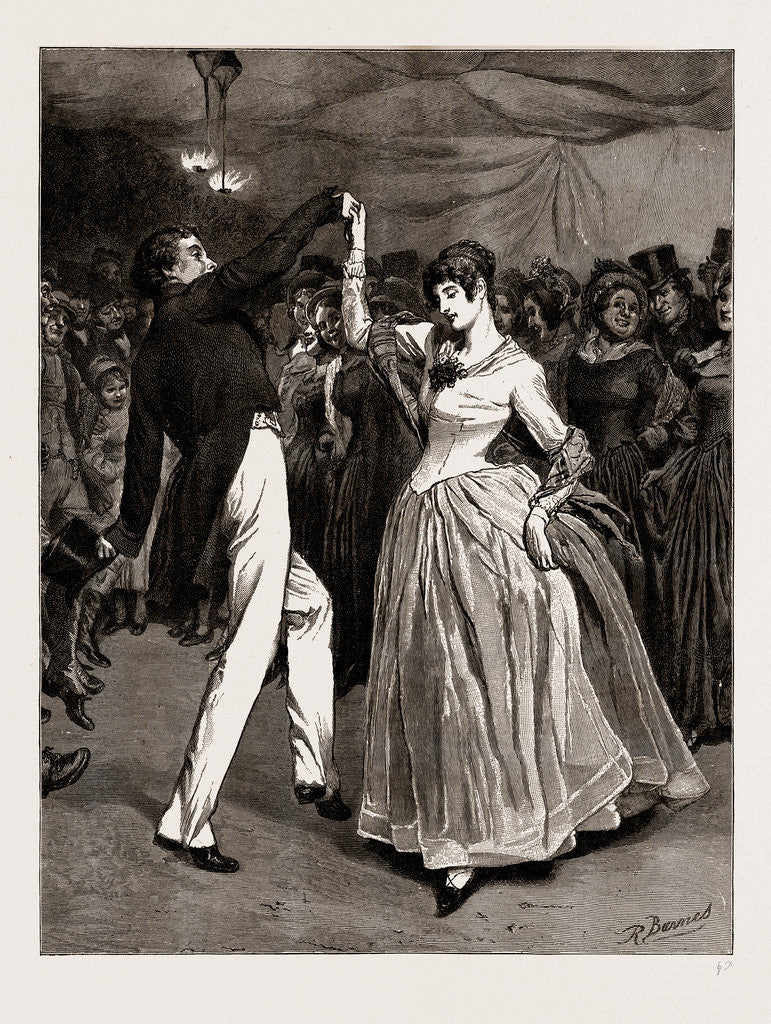 Detail of The Mayor Of Casterbridge: Farfrae was footing a quaint little dance with Elizabeth Jane by Robert Barnes