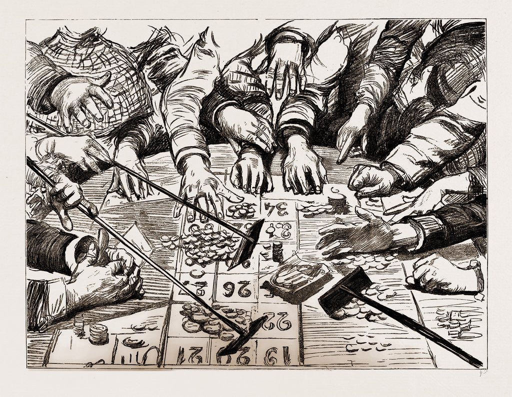 Detail of A Mass Of Gold And A Crowd Of Hands At A Casino, 1886 by Anonymous