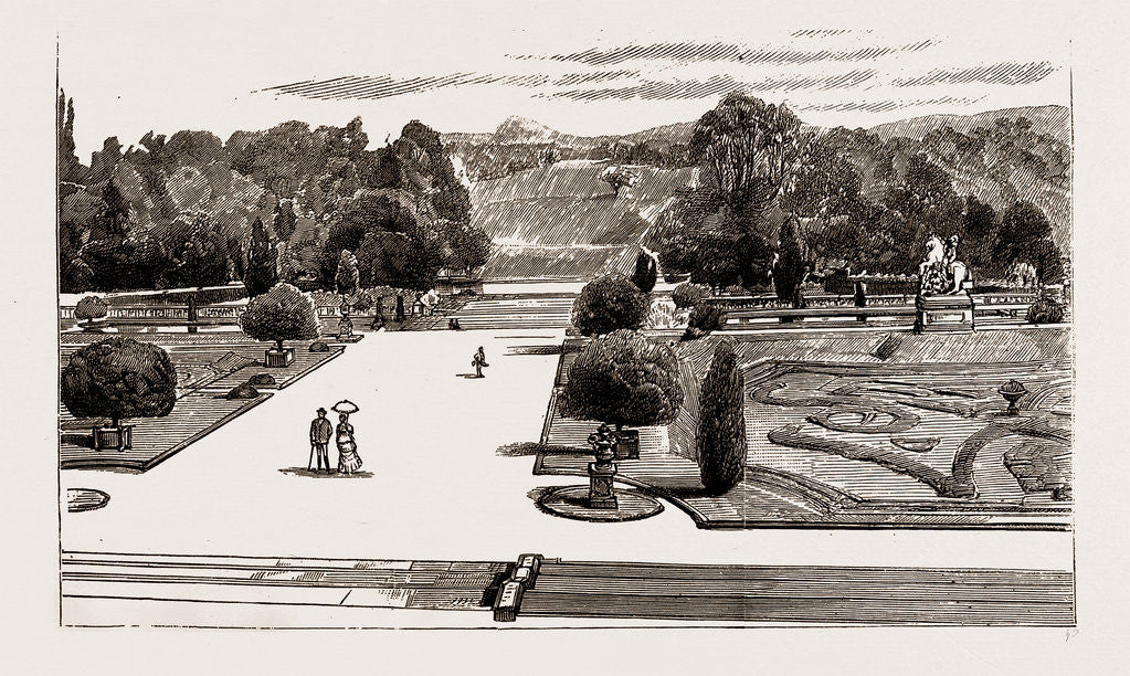 Detail of Eaton Hall: The Gardens From The Terrace, UK, 1886 by Anonymous