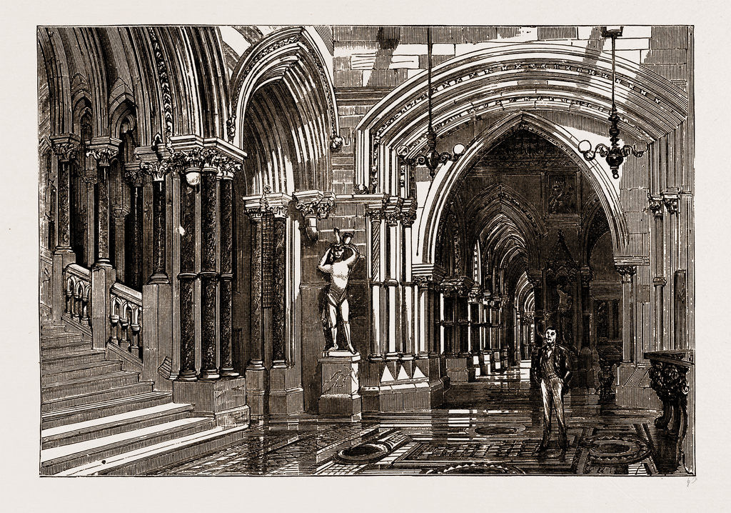 Detail of Eaton Hall: The Great Corridor And Staircase, UK, 1886 by Anonymous