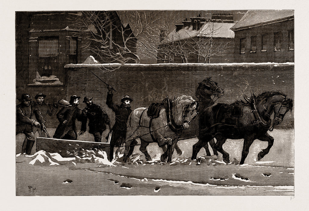 Detail of The Recent Frost And Snow Storm In London: A Snow-plough At Work At Earl's Court, London, UK, 1886 by Anonymous