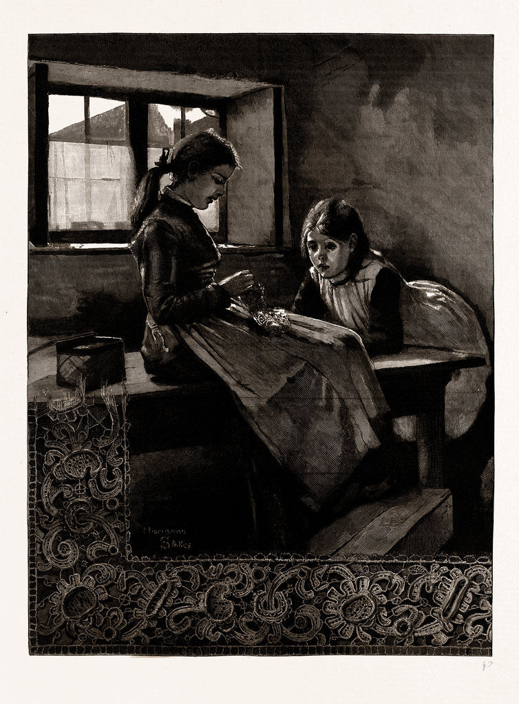 Detail of Lace-making In An Irish Cottage, 1886 by Anonymous