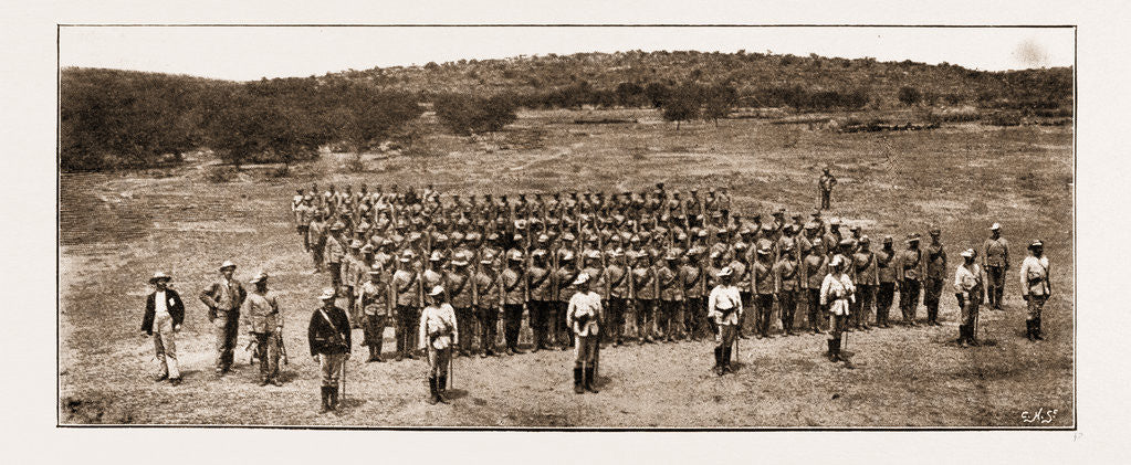 Detail of The Latest Rising In South Africa: Parade Of The Diamond Fields Horse At Pokwani, 1897 by Anonymous