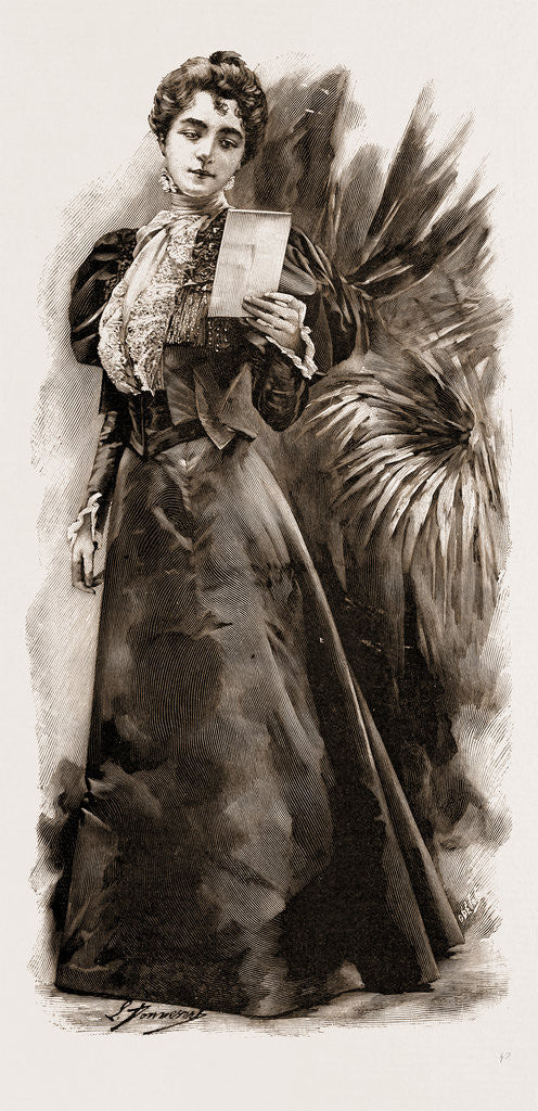 Detail of A Stylish Black Satin Dress, Fashion, 1897 by Anonymous