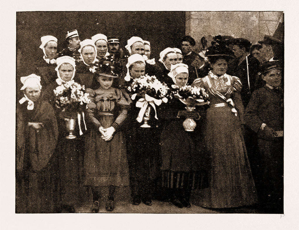 Detail of The Presentation Of Drummond Castle Medals: Breton Children With Bouquets For The French And British Officials, 1897 by Anonymous