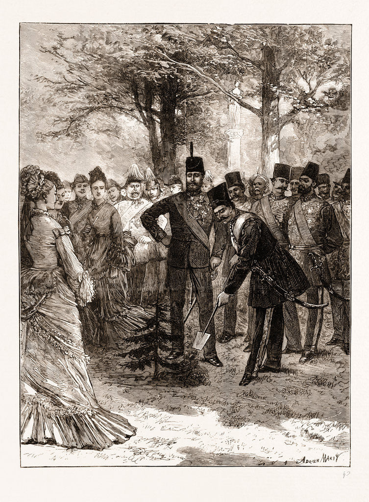 Detail of The Prince Of Wales's Garden Party At Chiswick, The Shah Planting A Tree In Commemoration Of His Visit by Anonymous