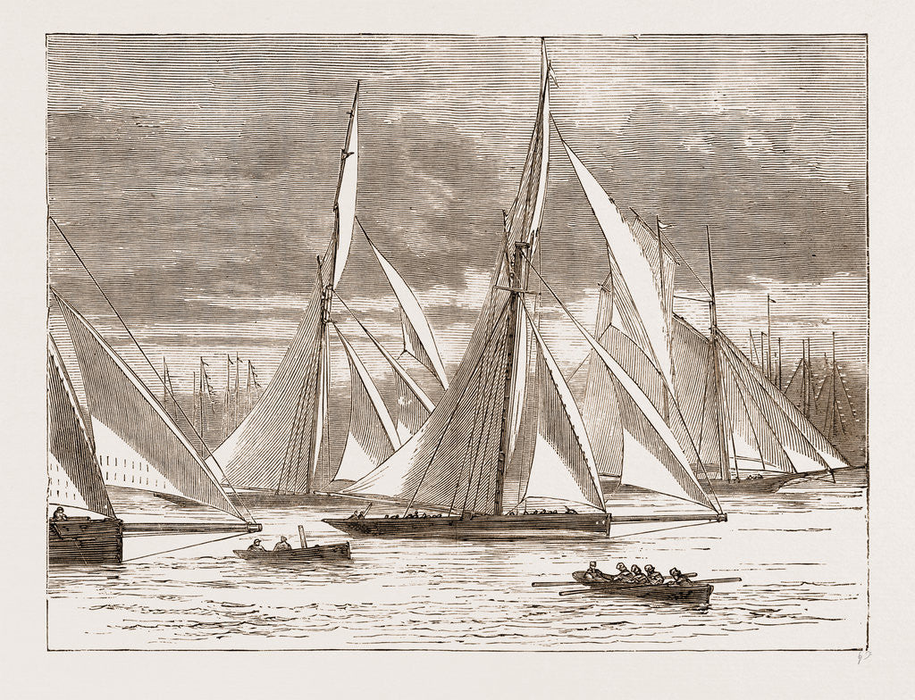 Detail of The Kriemhilda And The Arrowariadne, The Royal Yacht Squadron Regatta At Cowes by Anonymous