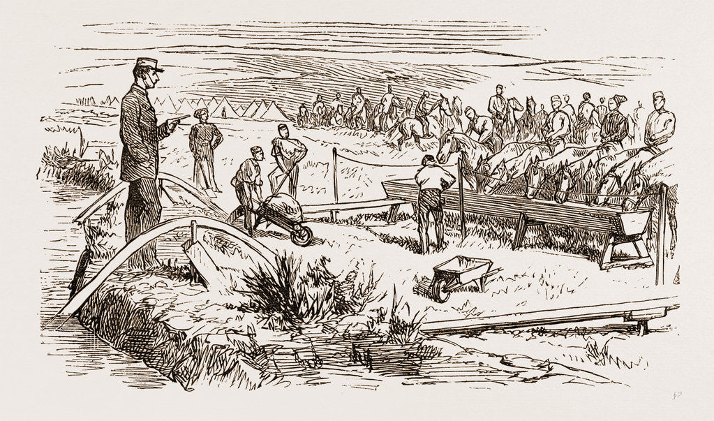 Detail of Watering Horses, Autumn Manoeuvres At Dartmoor by Anonymous