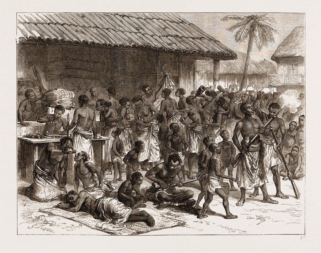 Detail of Ashantees Buying Muskets With Gold Dust At Assinee by Anonymous