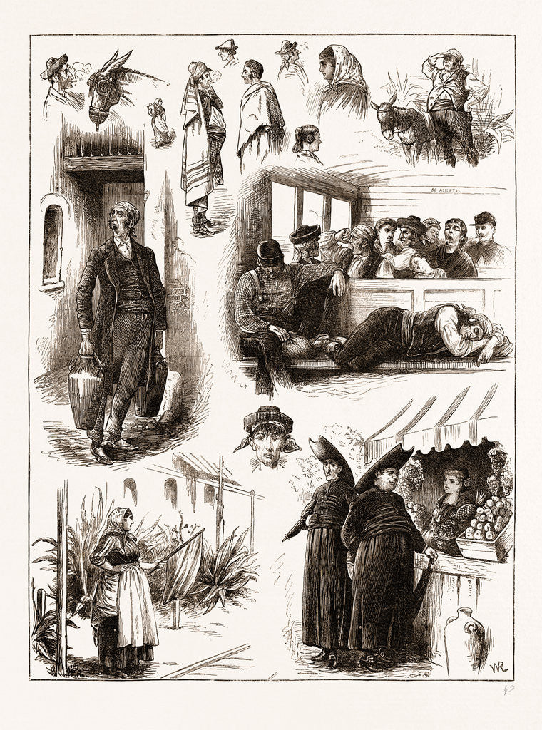 Detail of Spanish Affairs-character Sketches On The Railway From Madrid To Seville, Spain 1873 by Anonymous
