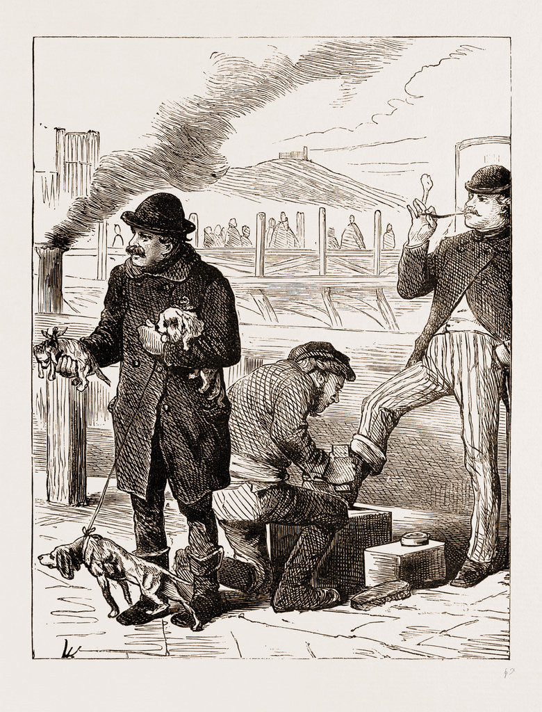 Detail of Shoeblack And Dog Dealer, Vienna Engraving 1873 by Anonymous