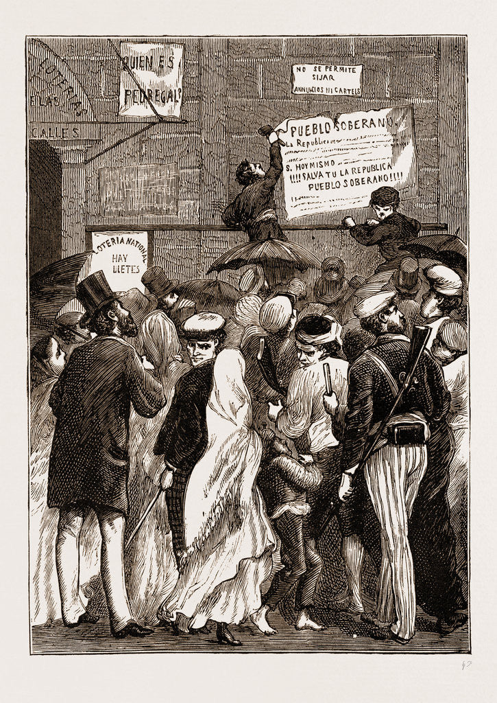 Detail of Posting A Revolutionarz Bill, Street Scene In Madrid Spain 1873 by Anonymous