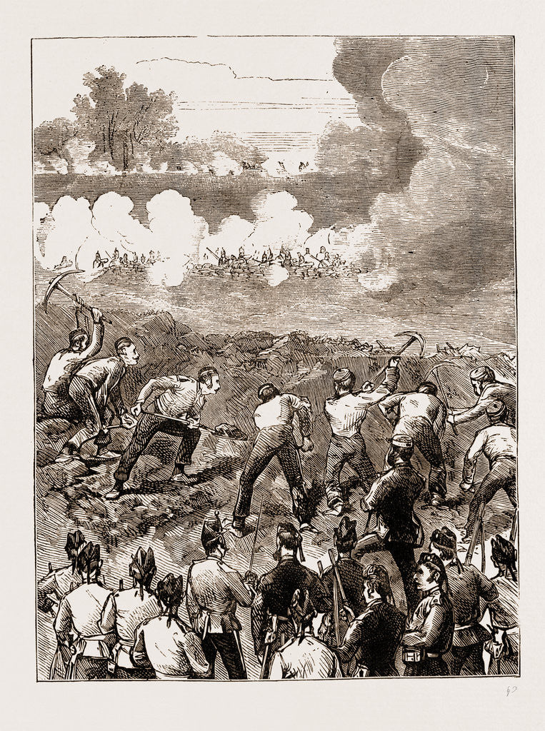 Detail of Exploding Mine In The New Ravelin Royal Engineers Entrenching In The Crater Of The Minz by Anonymous