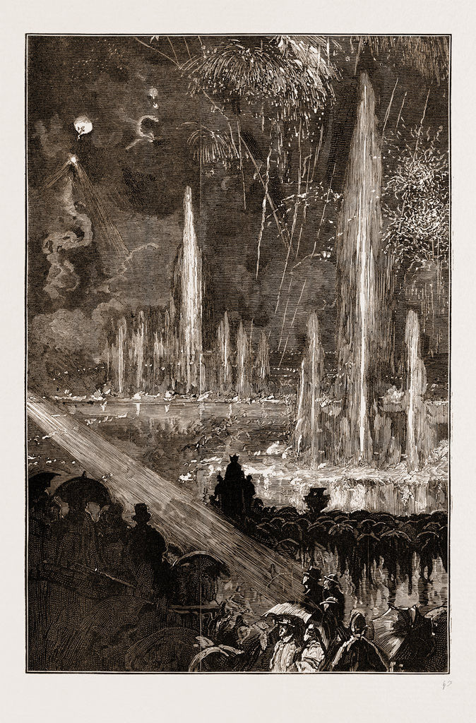 Detail of The Shah Of Persia (iran) At The Crystal Palace London UK 1873, The Fountains Illuminated And Fireworks by Anonymous