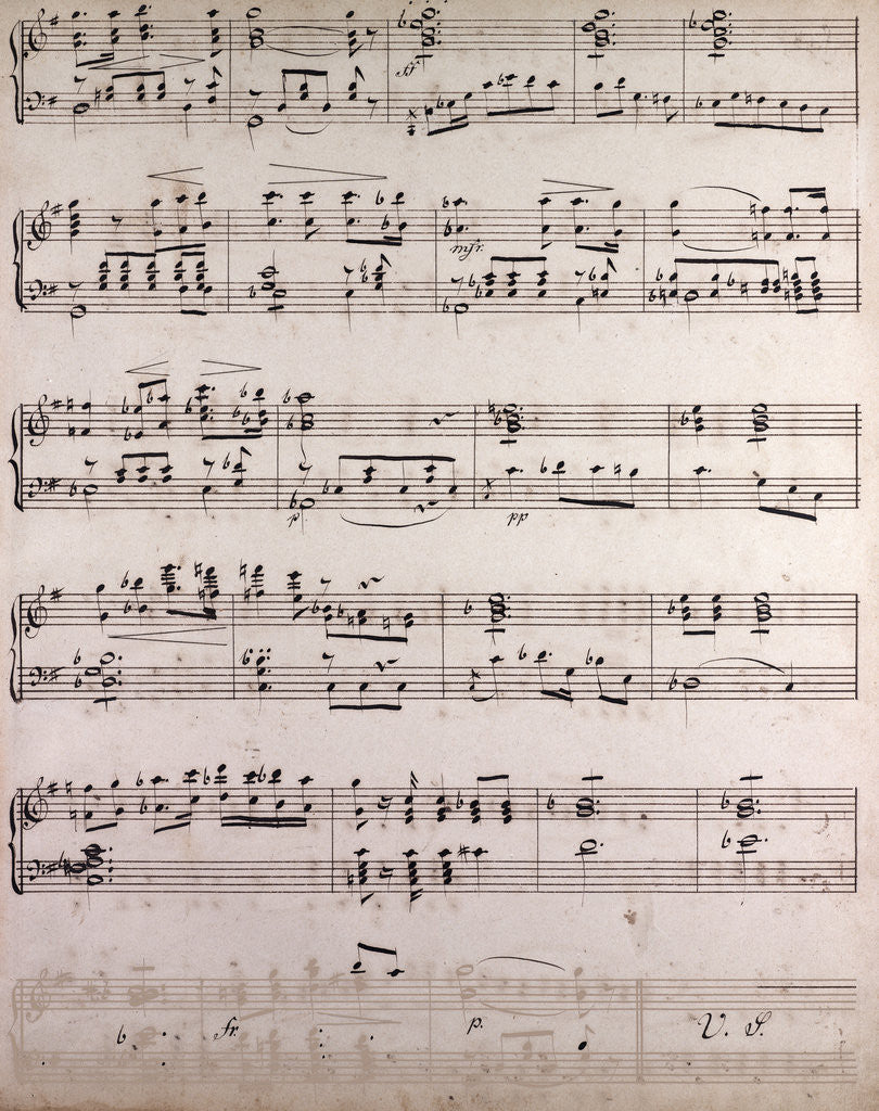 Detail of handwritten sheet music by Anonymous