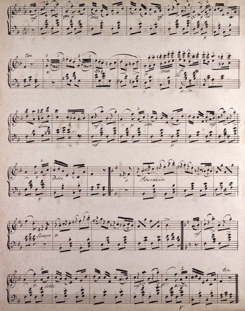 Detail of handwritten sheet music by Anonymous