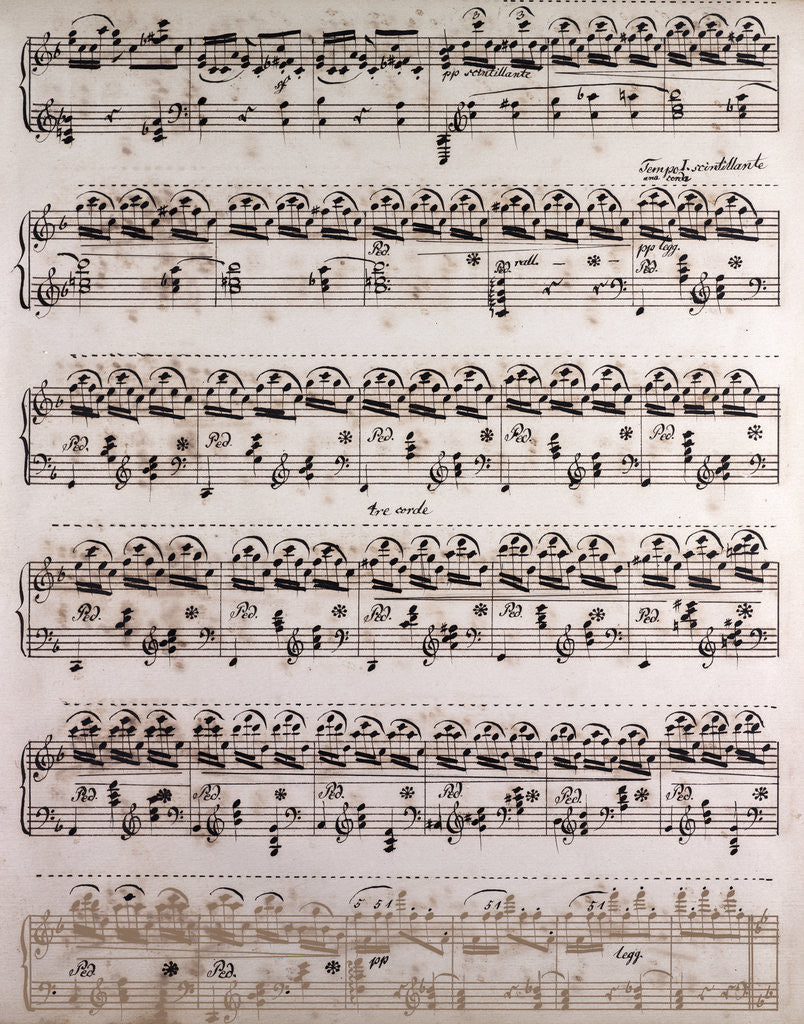 Detail of Handwritten sheet music, Tempo scintillante by Anonymous