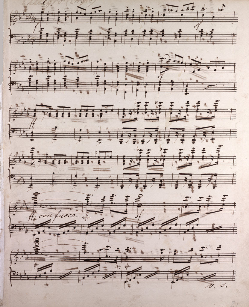 Detail of Handwritten sheet music by Anonymous