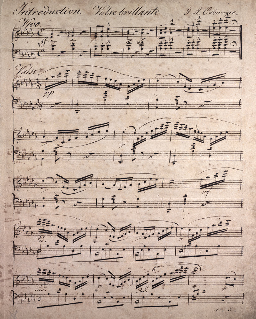 Detail of Handwritten sheet music, valse brillante by Anonymous