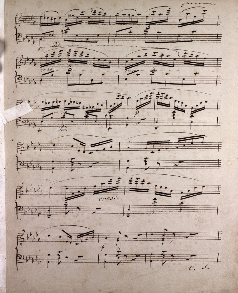 Detail of Handwritten sheet music by Anonymous
