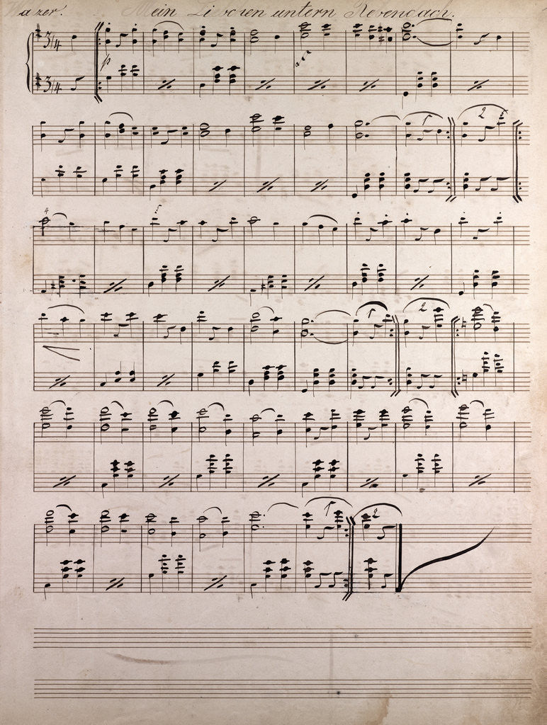Detail of Handwritten sheet music by Anonymous