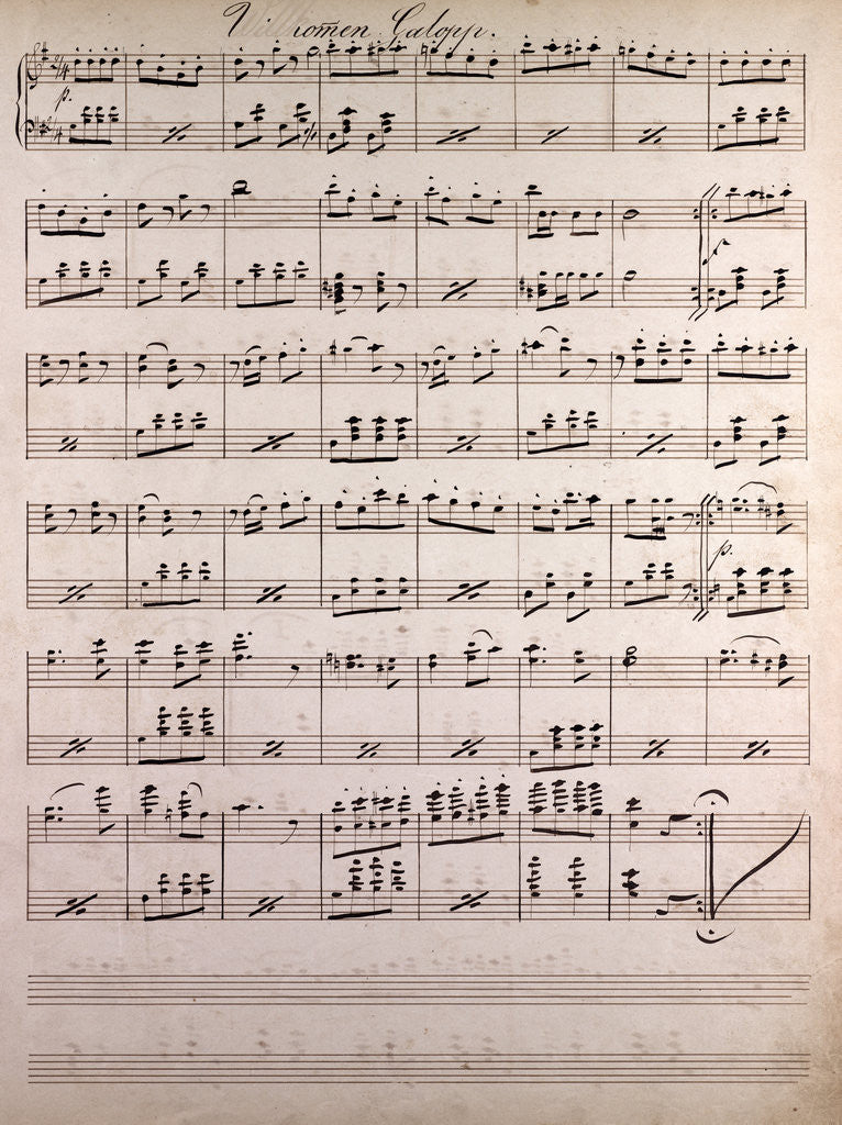 Detail of Handwritten sheet music. galopp by Anonymous
