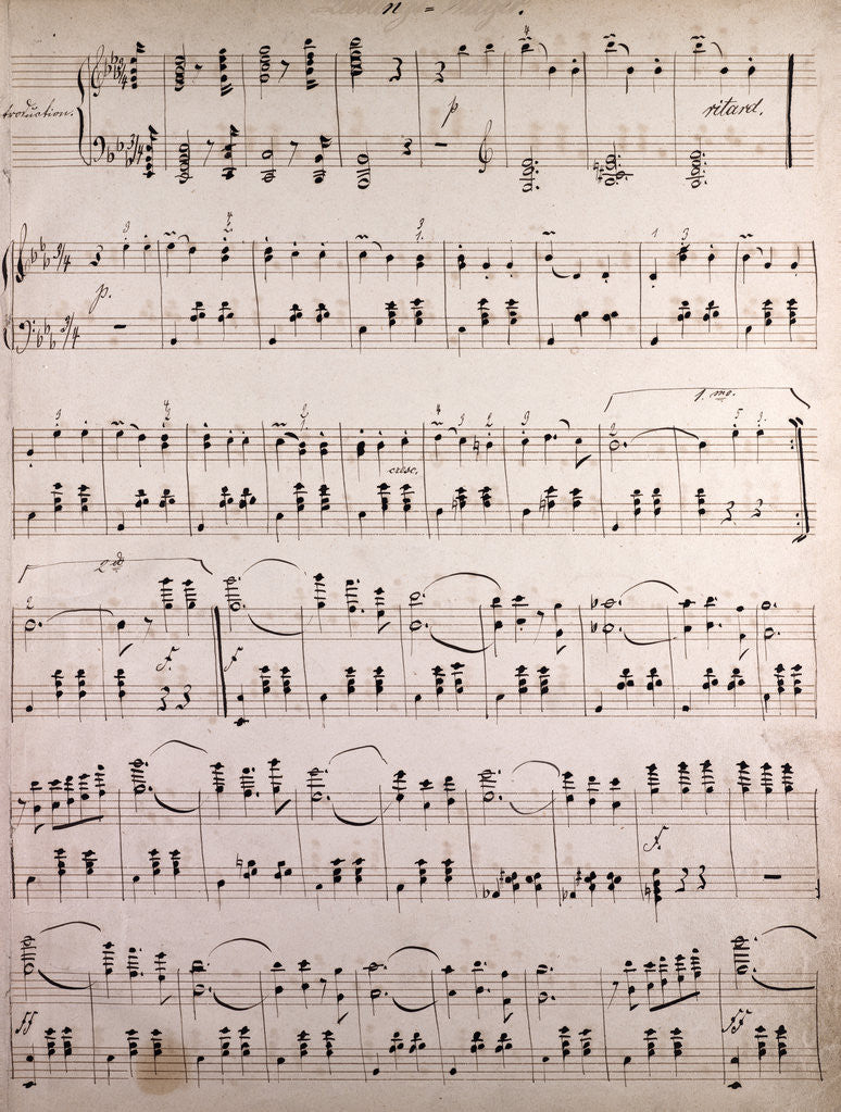 Detail of Handwritten sheet music by Anonymous