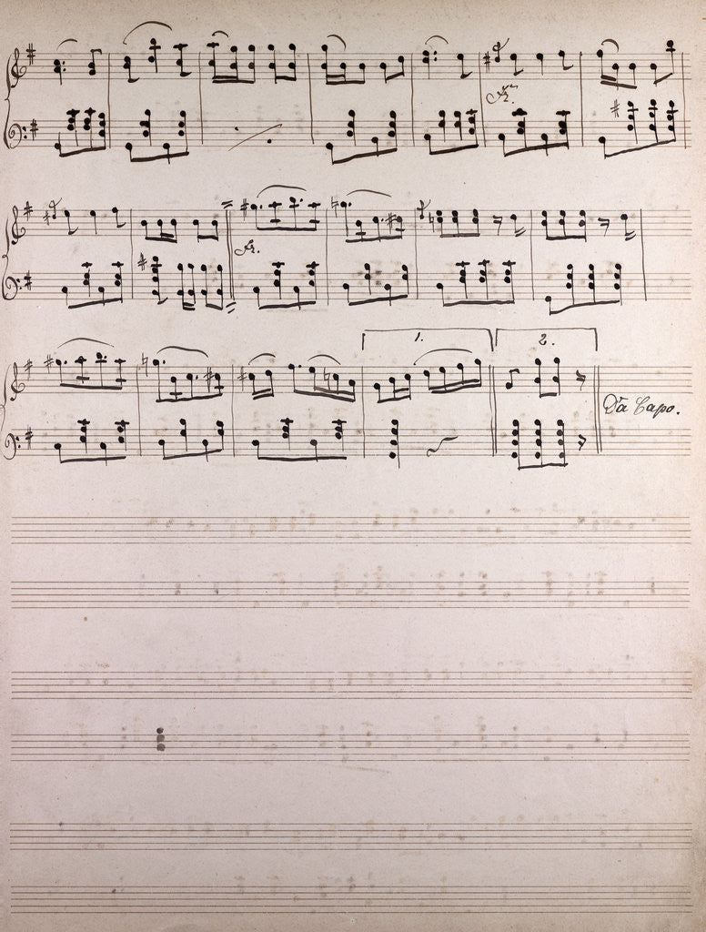 Detail of Handwritten sheet music by Anonymous