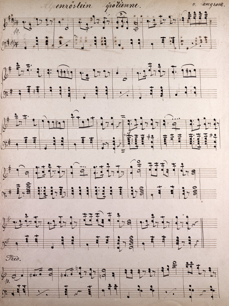 Detail of Alpenroslein, Tyrolienne, Handwritten sheet music by Anonymous