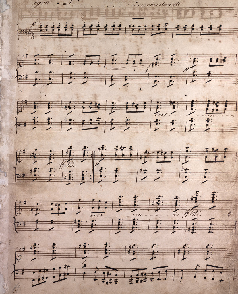 Detail of Handwritten sheet music by Anonymous