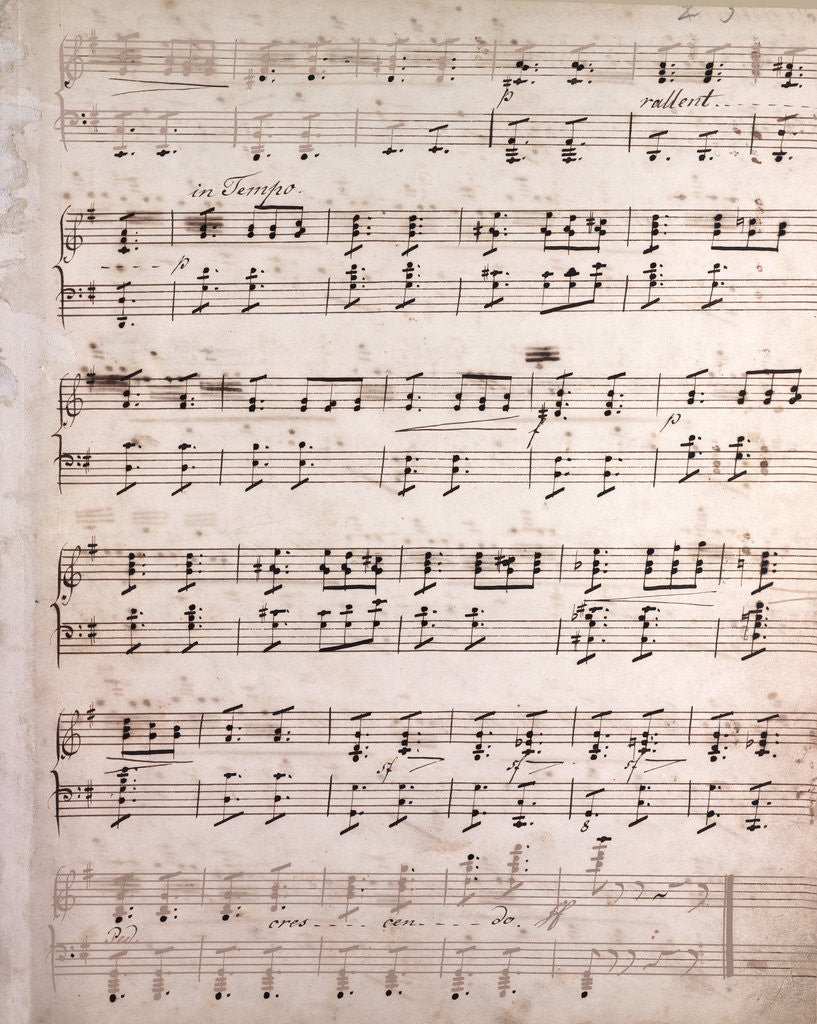 Detail of Handwritten sheet music by Anonymous