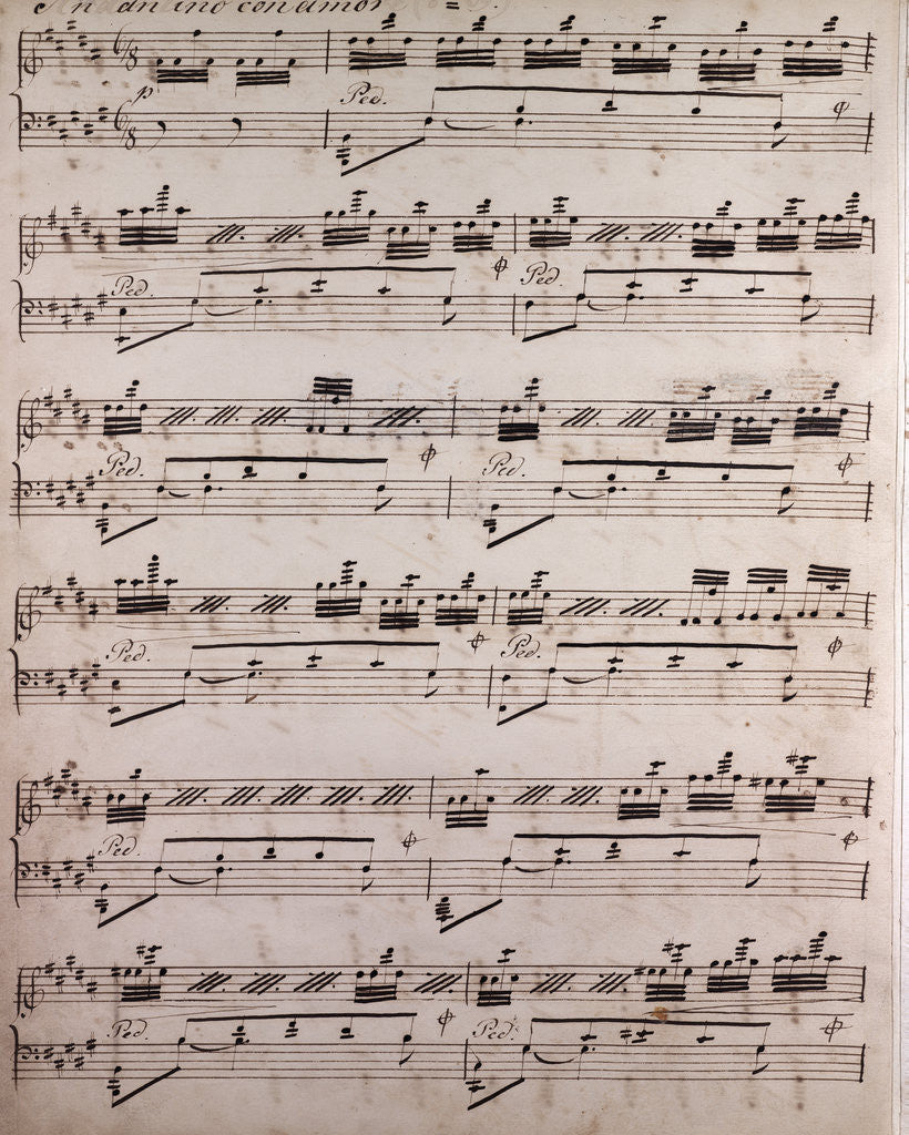 Detail of Handwritten sheet music by Anonymous
