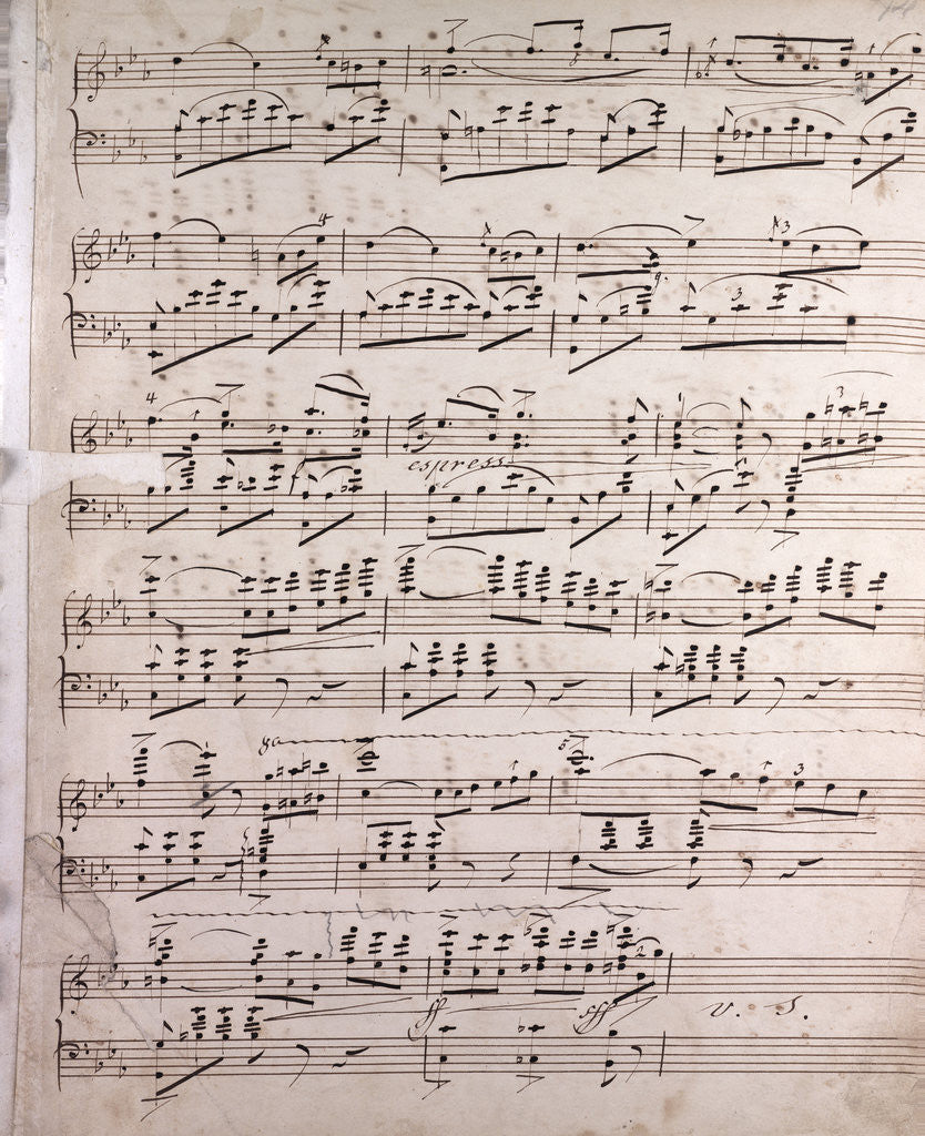Detail of Handwritten sheet music by Anonymous