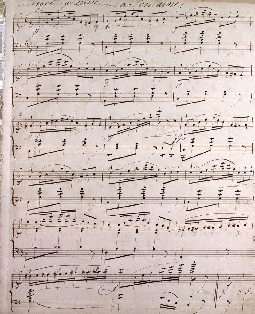 Detail of Handwritten sheet music by Anonymous