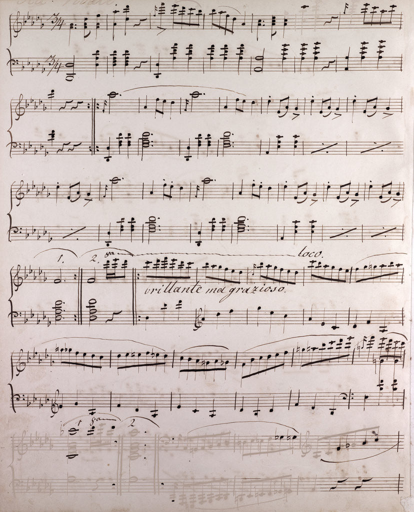 Detail of Handwritten sheet music by Anonymous