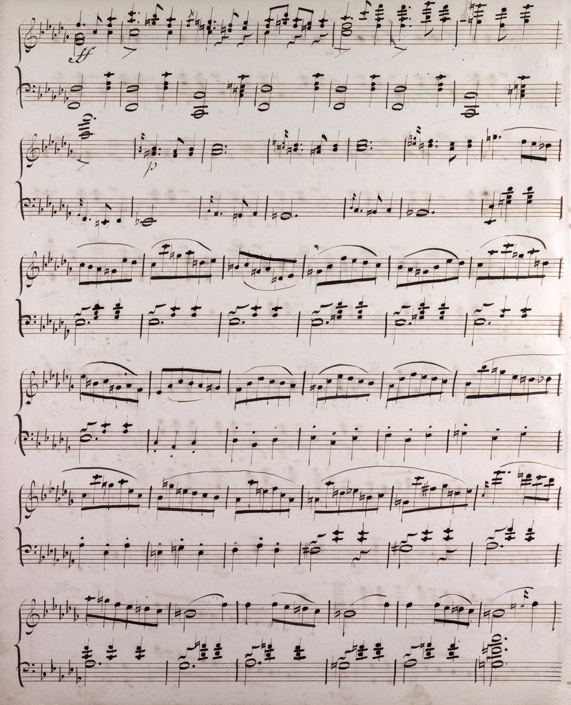 Detail of Handwritten sheet music by Anonymous