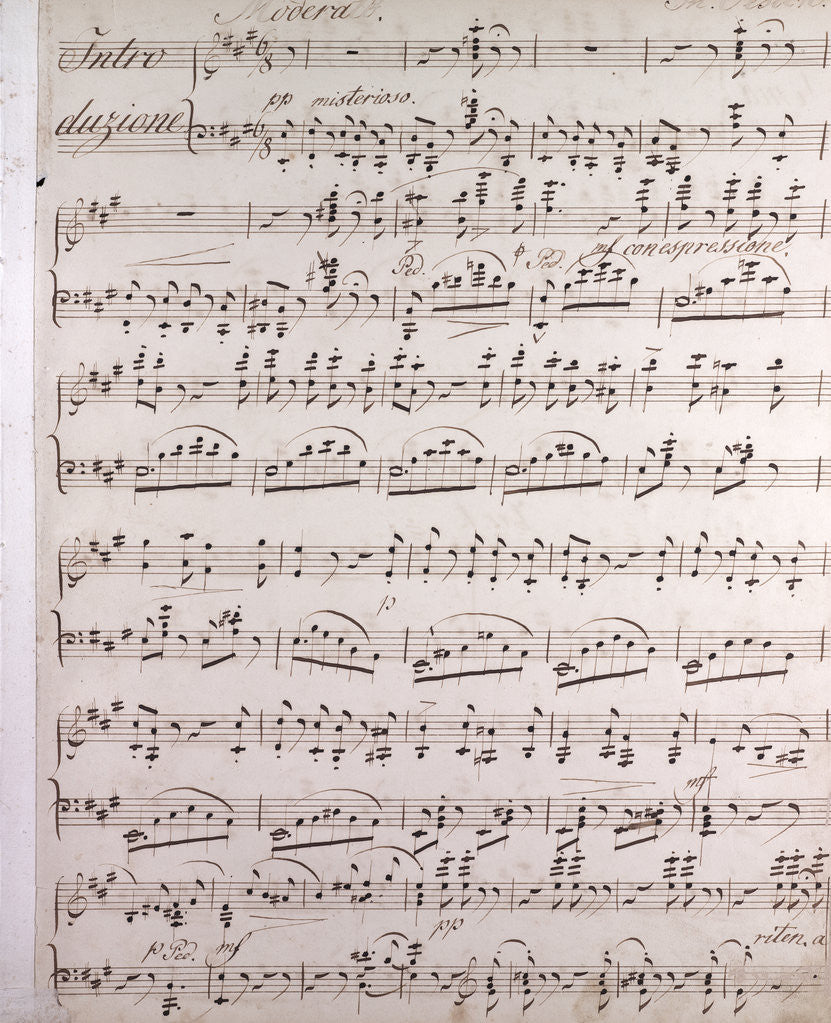 Detail of Handwritten sheet music, misterioso by Anonymous