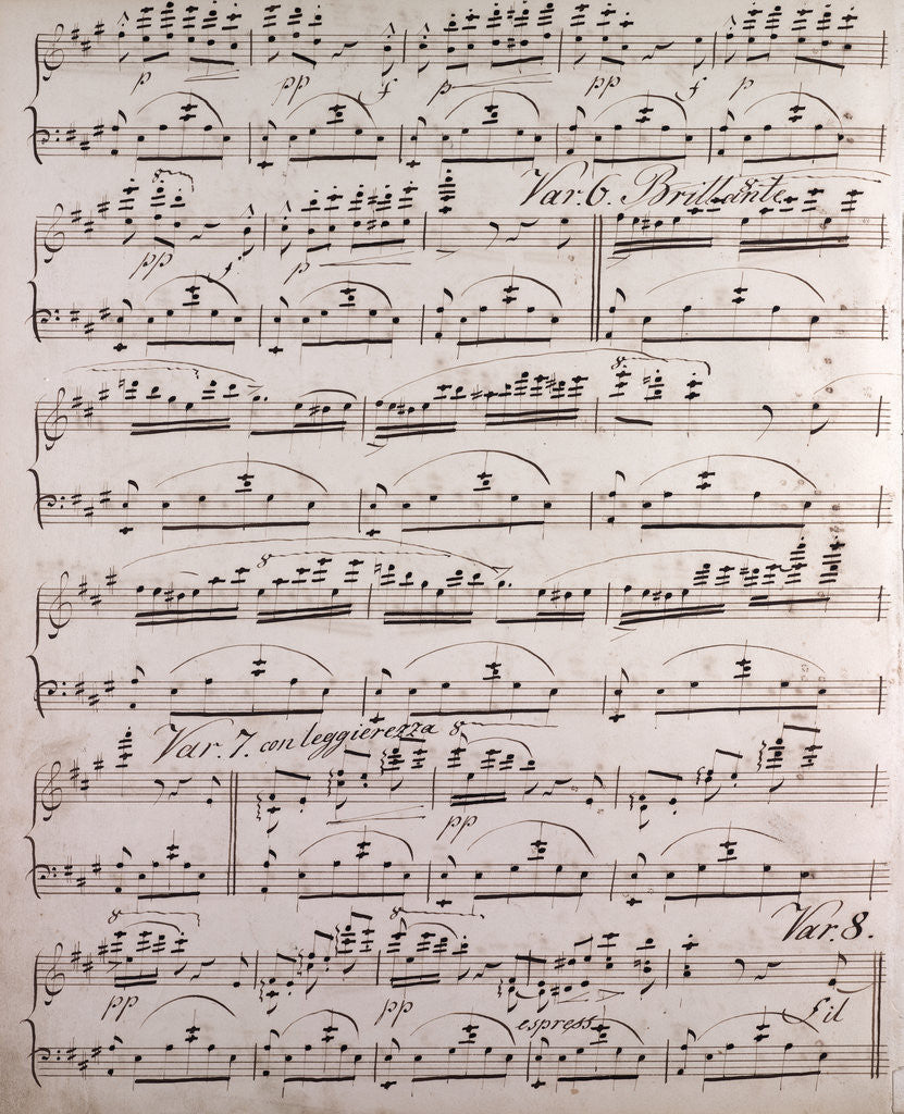 Detail of Handwritten sheet music, brillante by Anonymous