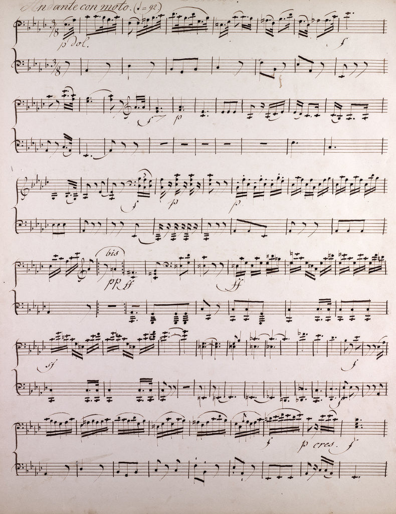Detail of Handwritten sheet music by Anonymous