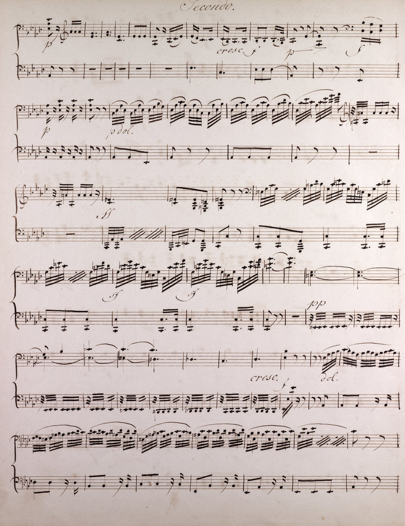 Detail of Handwritten sheet music, secondo by Anonymous
