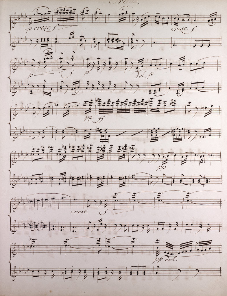 Detail of Handwritten sheet music by Anonymous